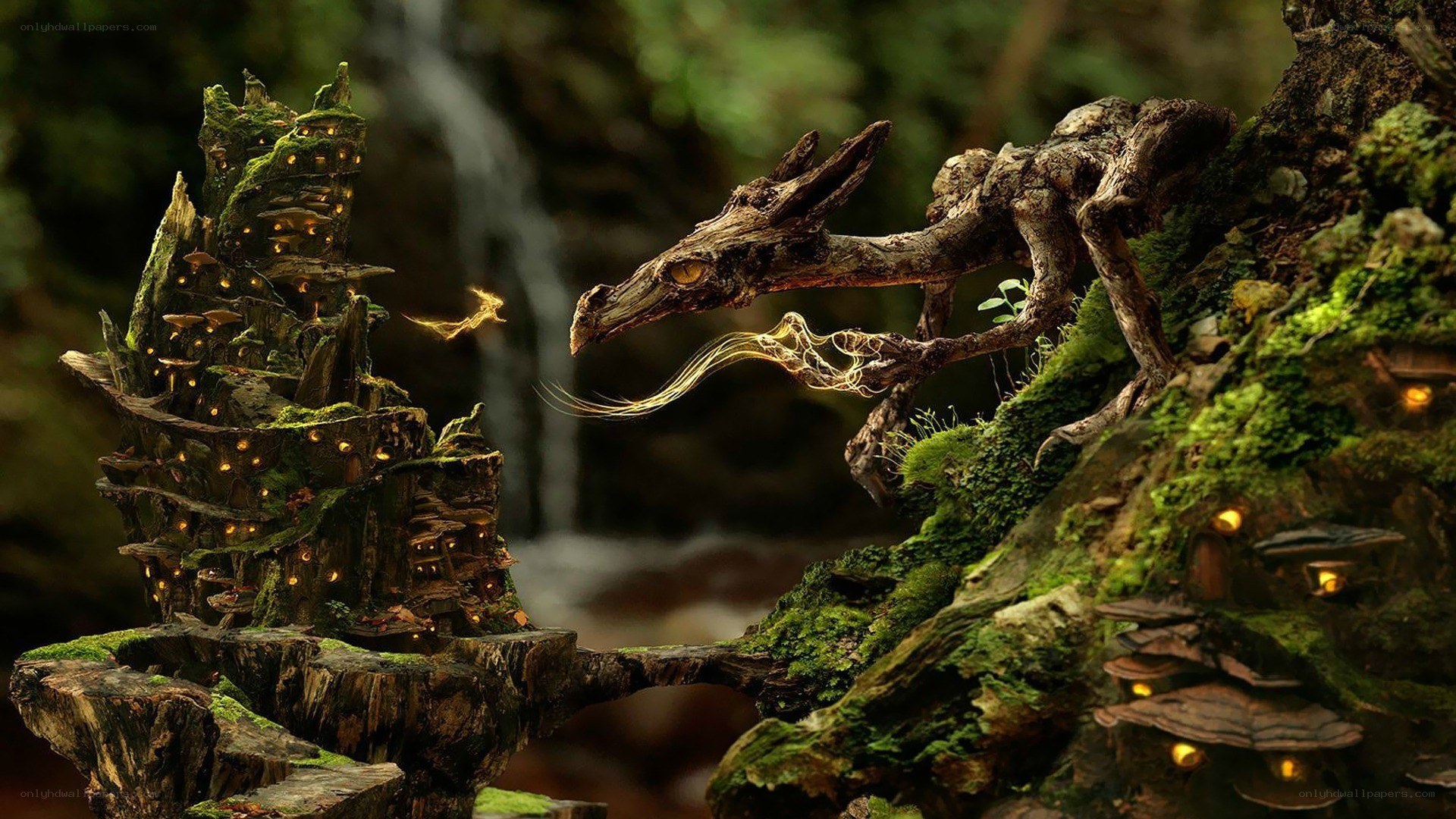 Mossy dragon in forest kingdom