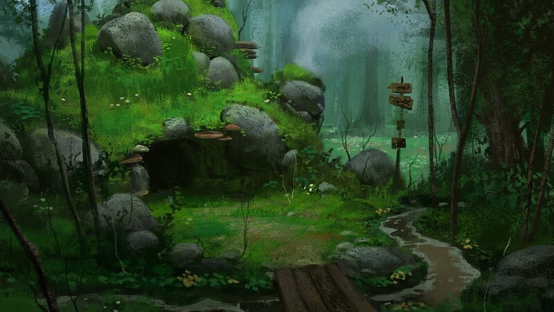 Mossy Forest Cave — Green