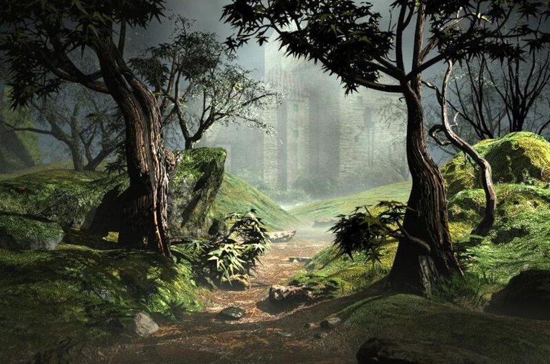 Mossy Forest Path — Green, Mysterious
