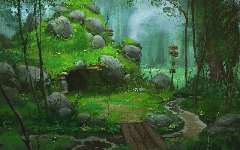Mossy Forest Path — Green, Serene