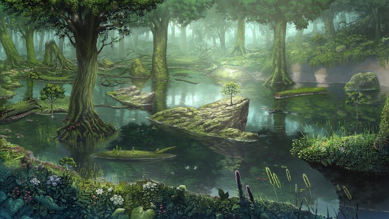Mossy Forest Pond — Green