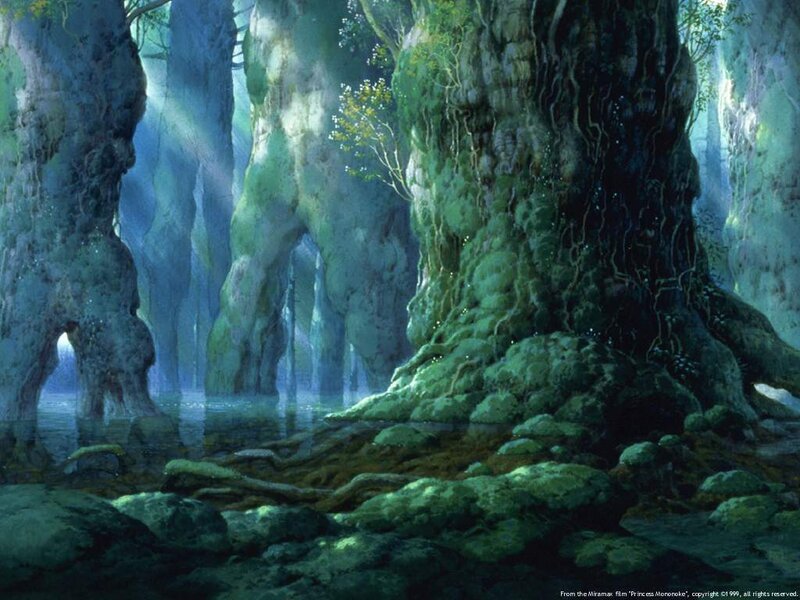 Mossy forest with giant trees