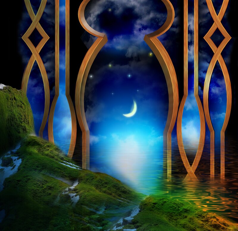 Mossy Hills and Moon