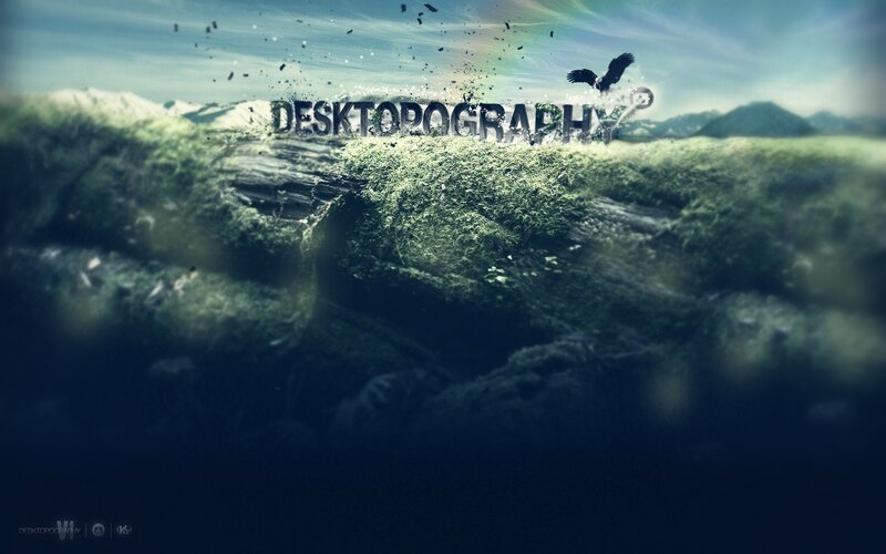 Mossy Landscape with Text — Green