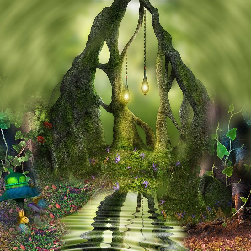 Mossy Tree with Lanterns