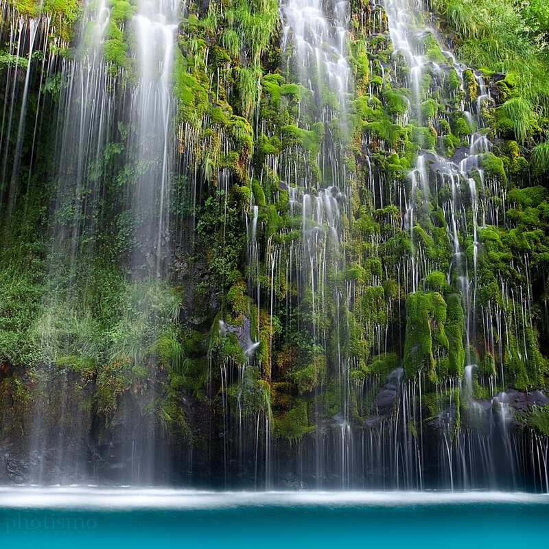 Mossy waterfall cascade