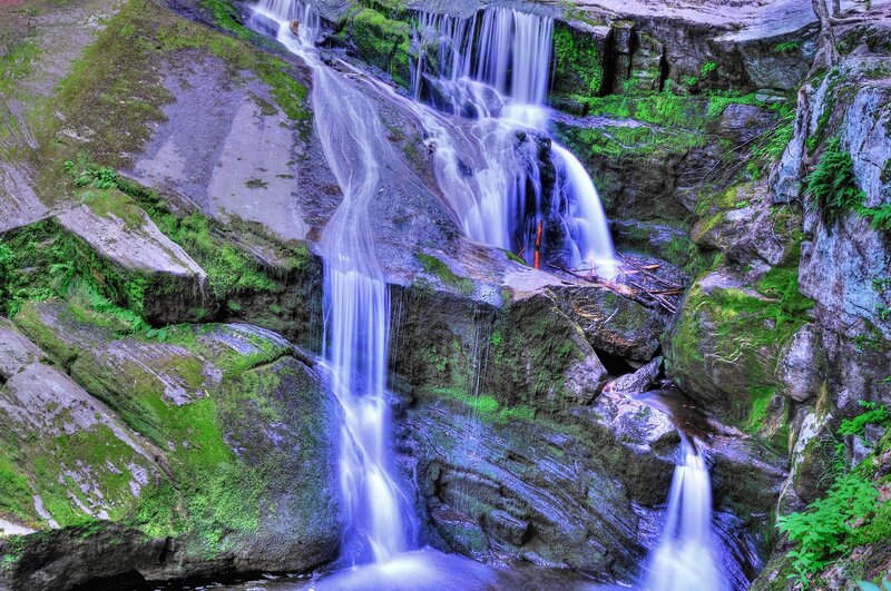 Mossy waterfall cascade