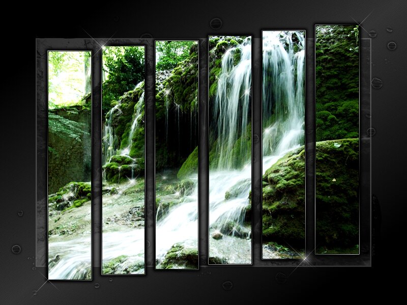 Mossy Waterfall Cascade — Green, Serene, Afternoon
