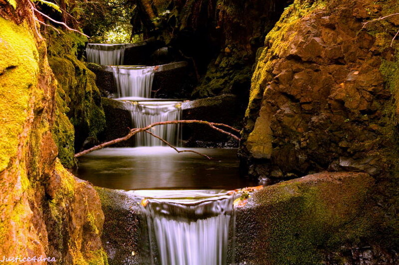 Mossy Waterfall Cascade — Green, Serene