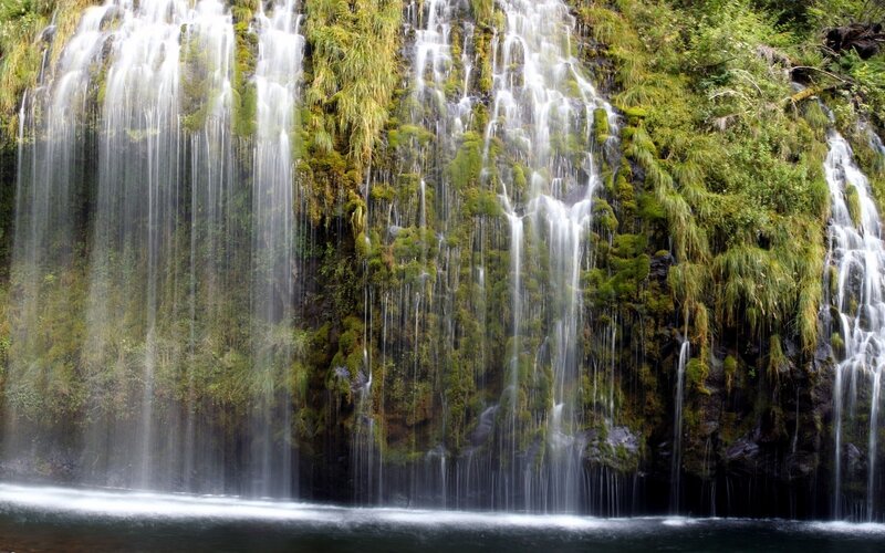 Mossy waterfall cascade