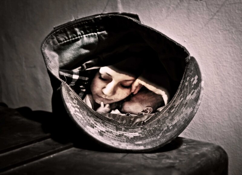 Mother and baby in a hat