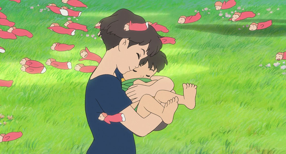 mother and child in a field