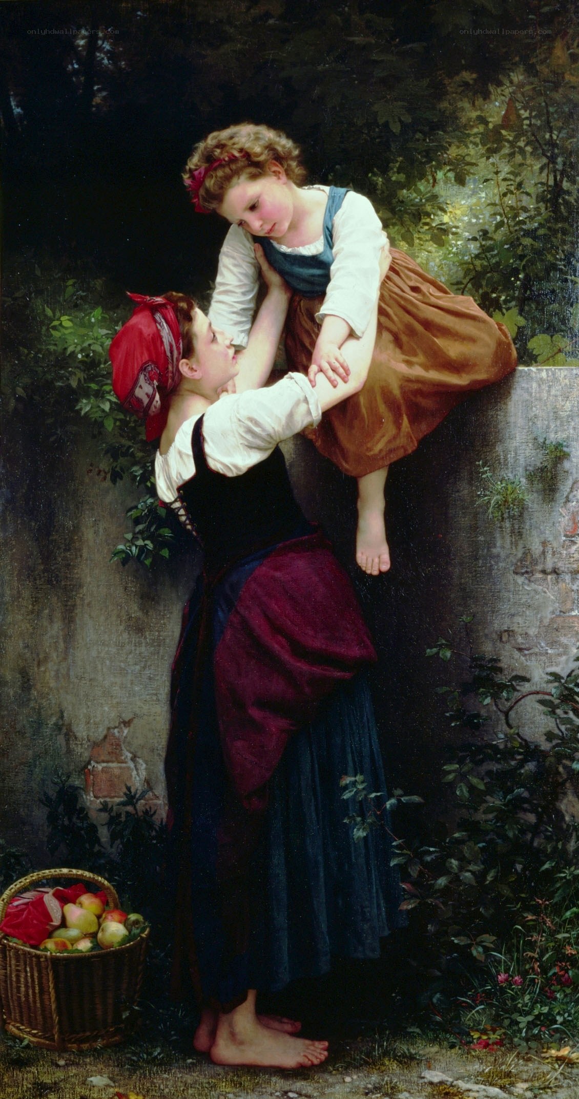 Mother and child in garden