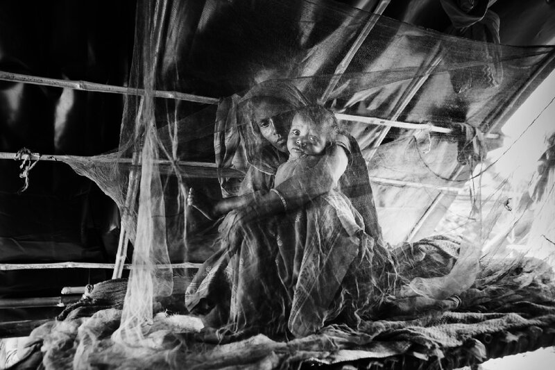 Mother and child in shelter