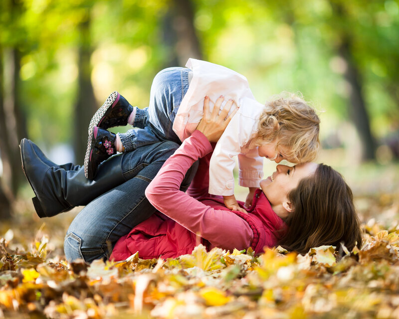 Mother and Child Playing — Green