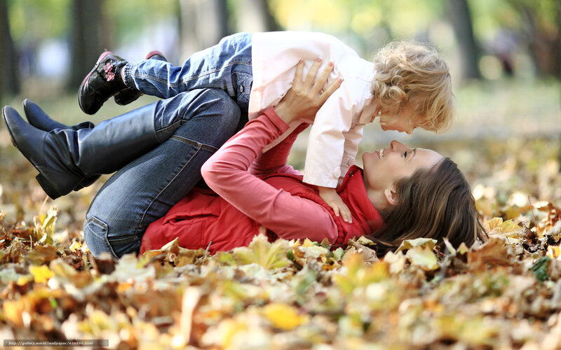 Mother and Child Playing — Red