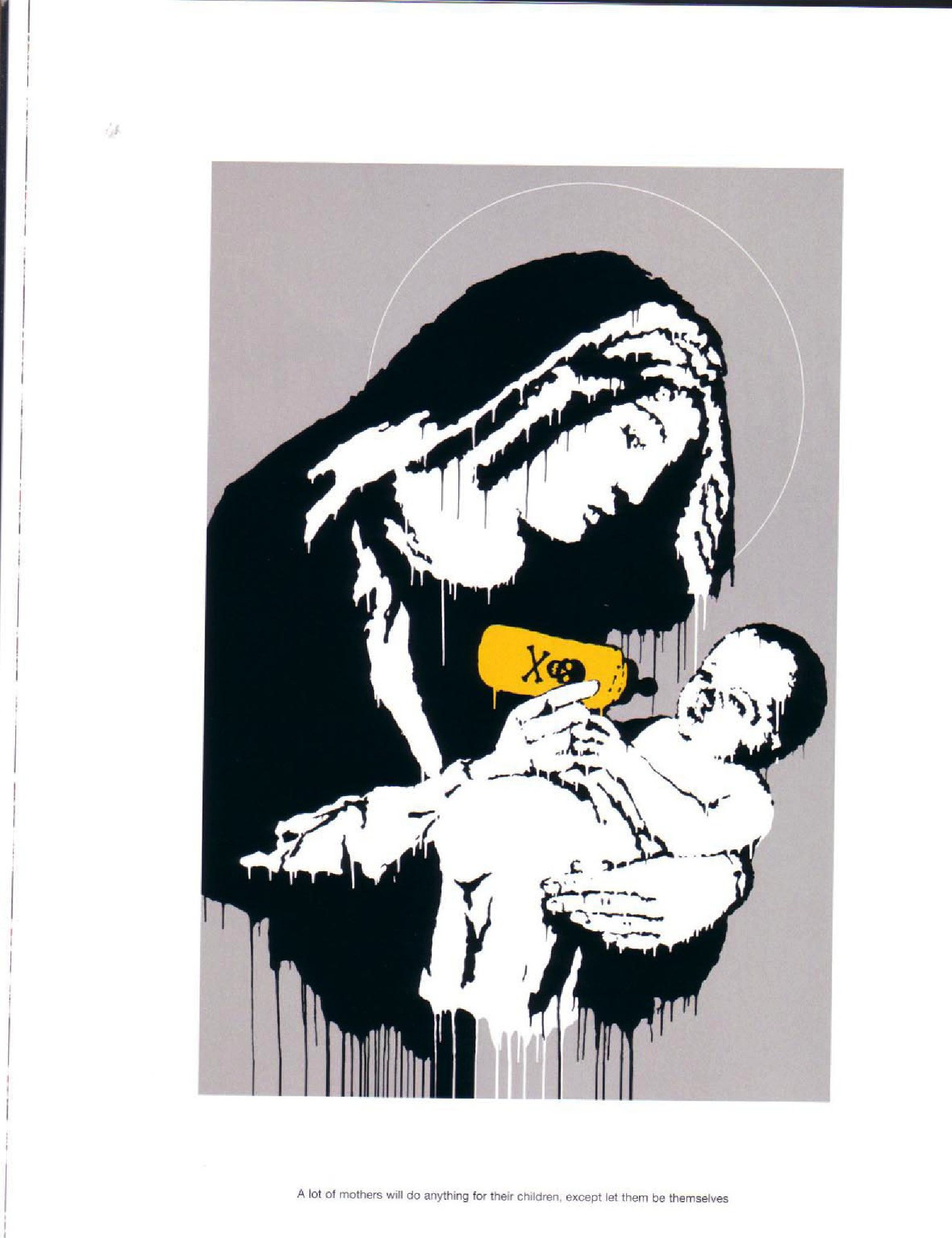 Mother and child with toxic bottle