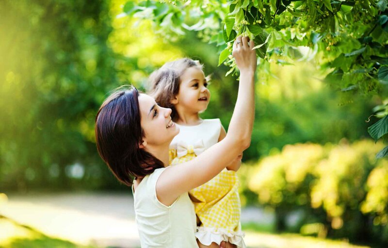 Mother and Daughter in Park