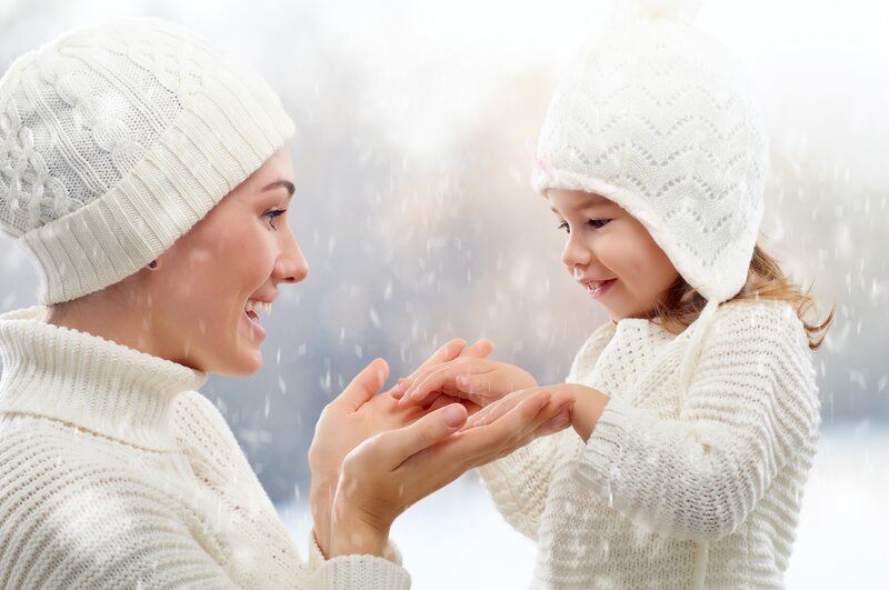 Mother and Daughter in Snow