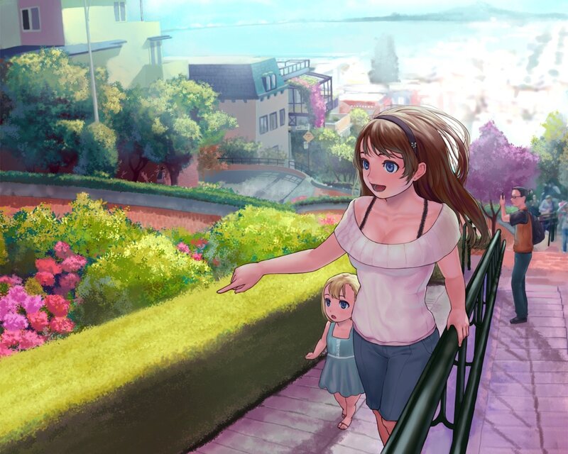 Mother and daughter on a walk