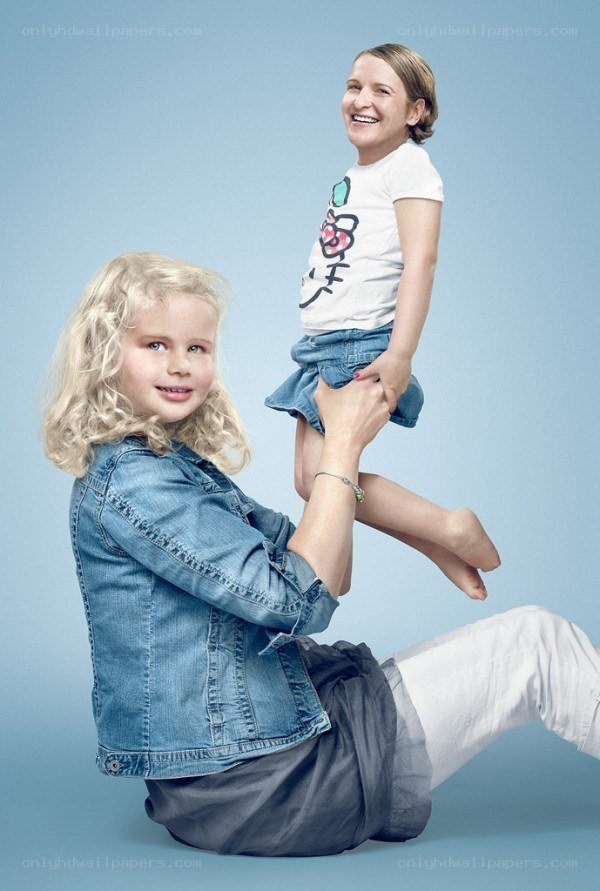 Mother and daughter playing