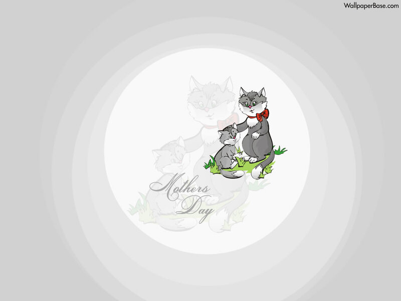 Mother Cat with Kitten — Gray, Sentimental