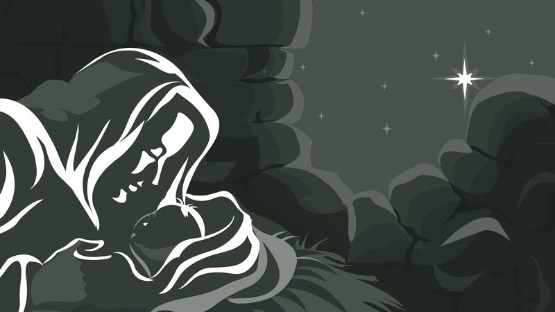 Mother Holding Baby — Black, Serene, Night