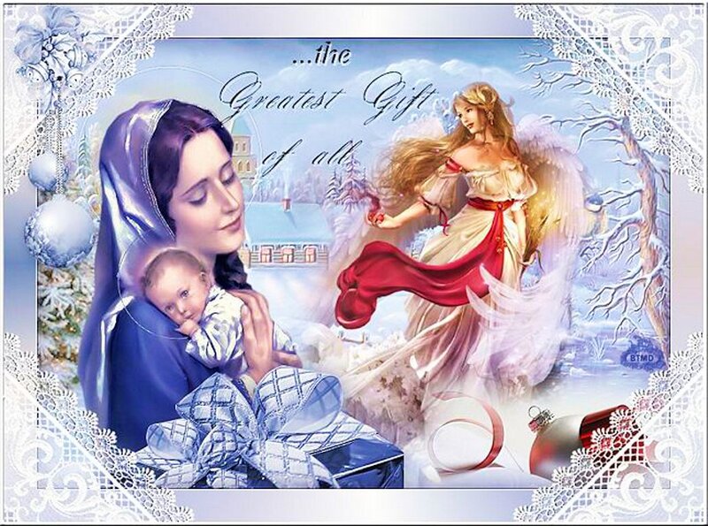 Mother Holding Baby — Blue