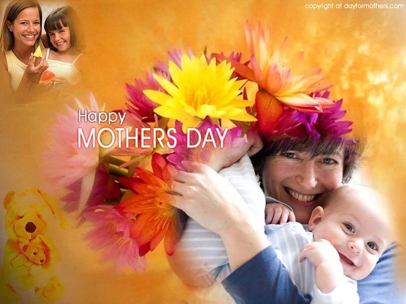 Mother Holding Baby — Yellow, Happy