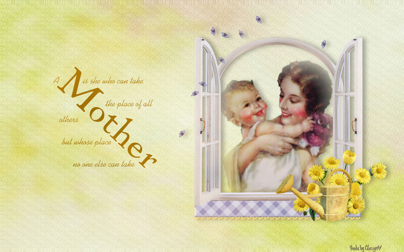 Mother Holding Baby — Yellow, Sentimental