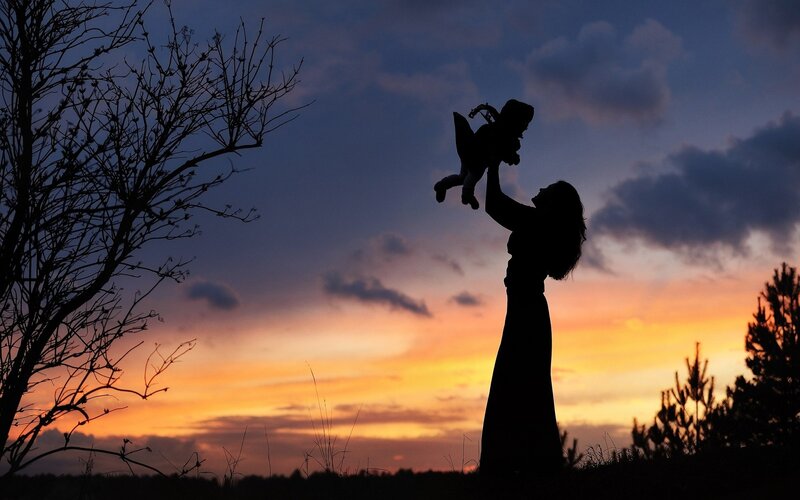Mother Holding Child — Orange