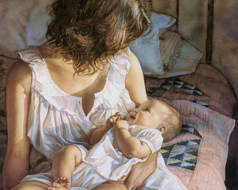 Mother holding her baby