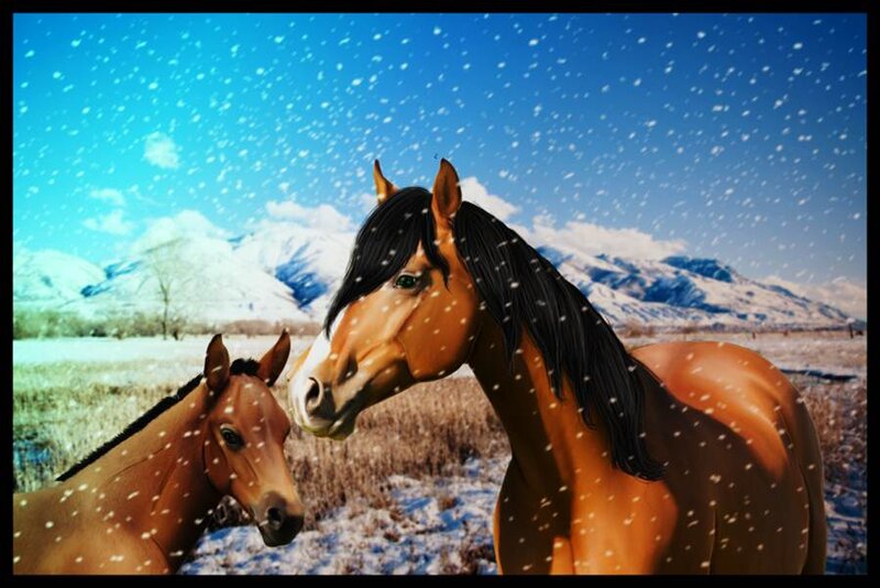 Mother Horse and Foal — Brown, Serene