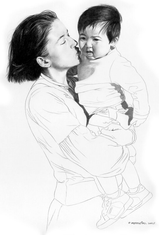 Mother kissing baby