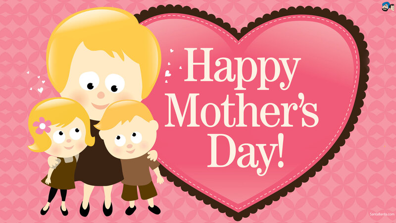 Mother with Two Children — Pink, Happy