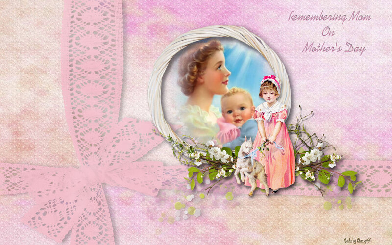 Mother with Two Children — Pink