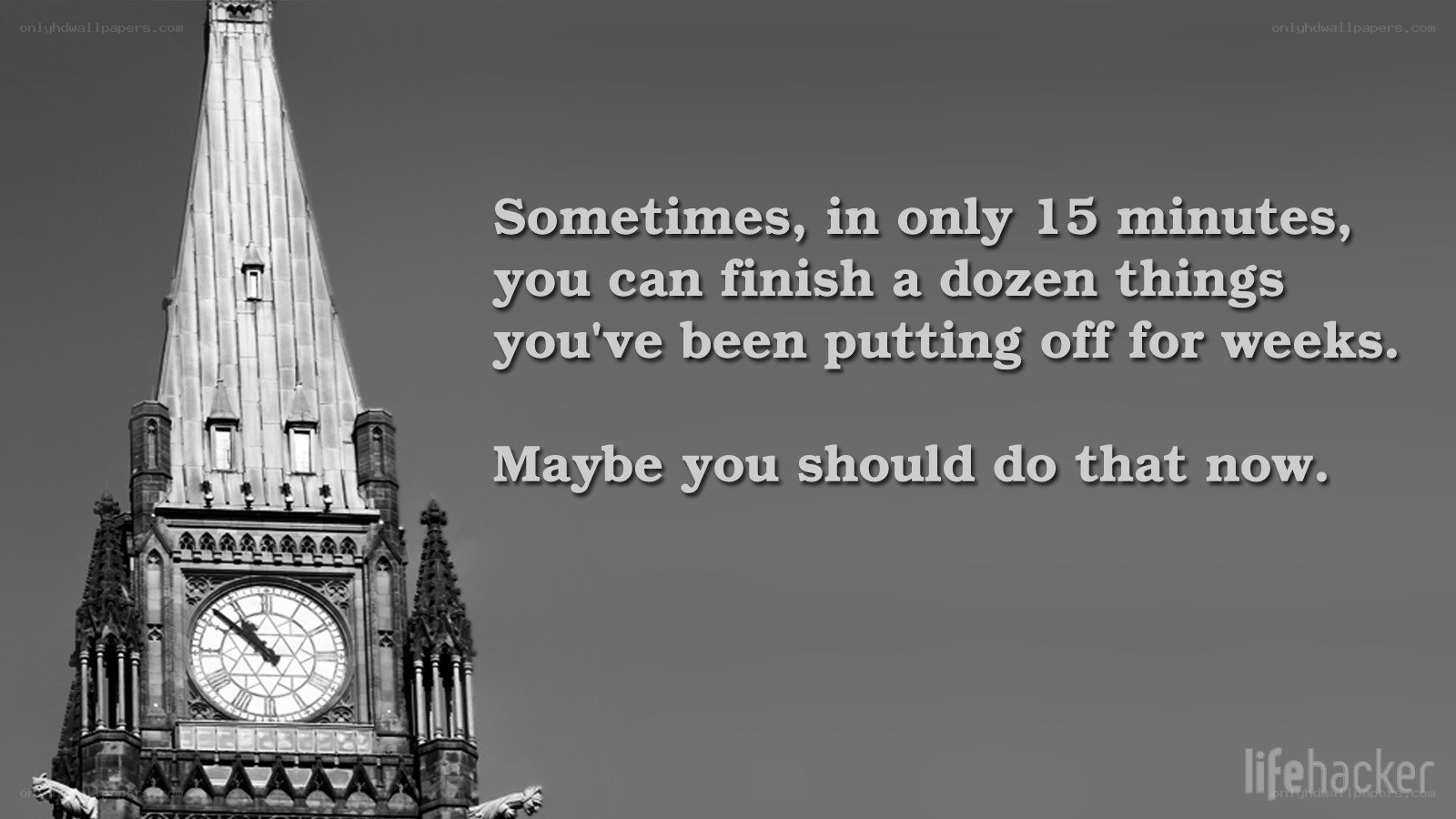 motivational quote with clock