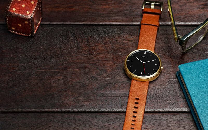 Moto 360 smartwatch on wood