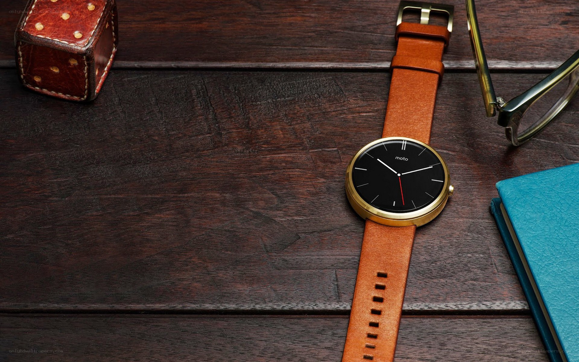 Moto 360 smartwatch on wood