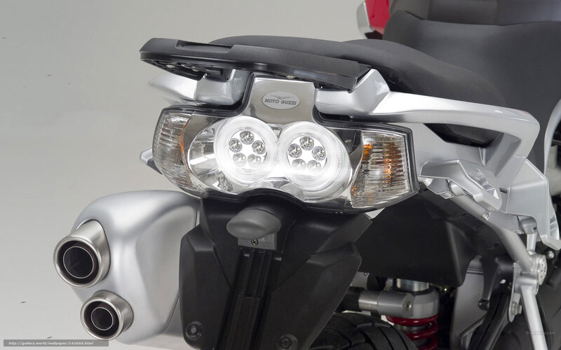 Moto Guzzi motorcycle rear view