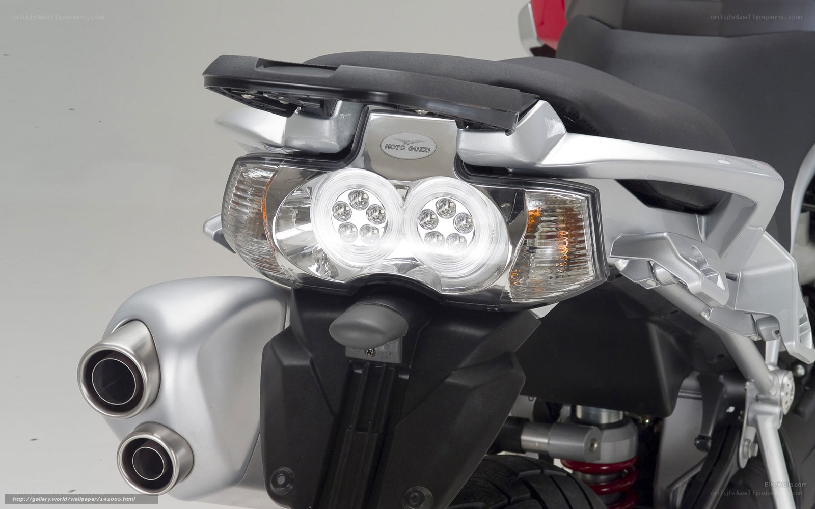 Moto Guzzi motorcycle rear view