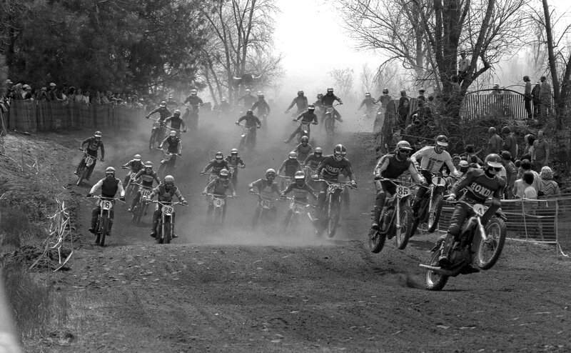 Motocross race on dirt track