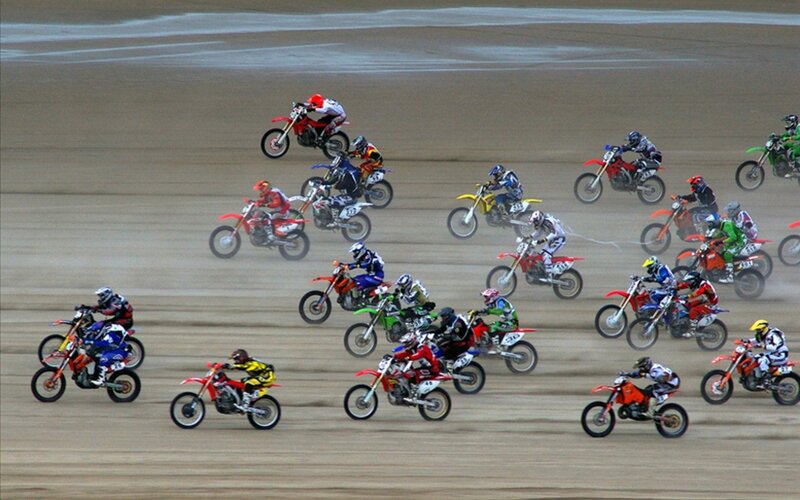 Motocross race on dirt track