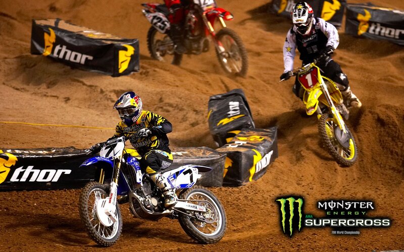 Motocross race on dirt track