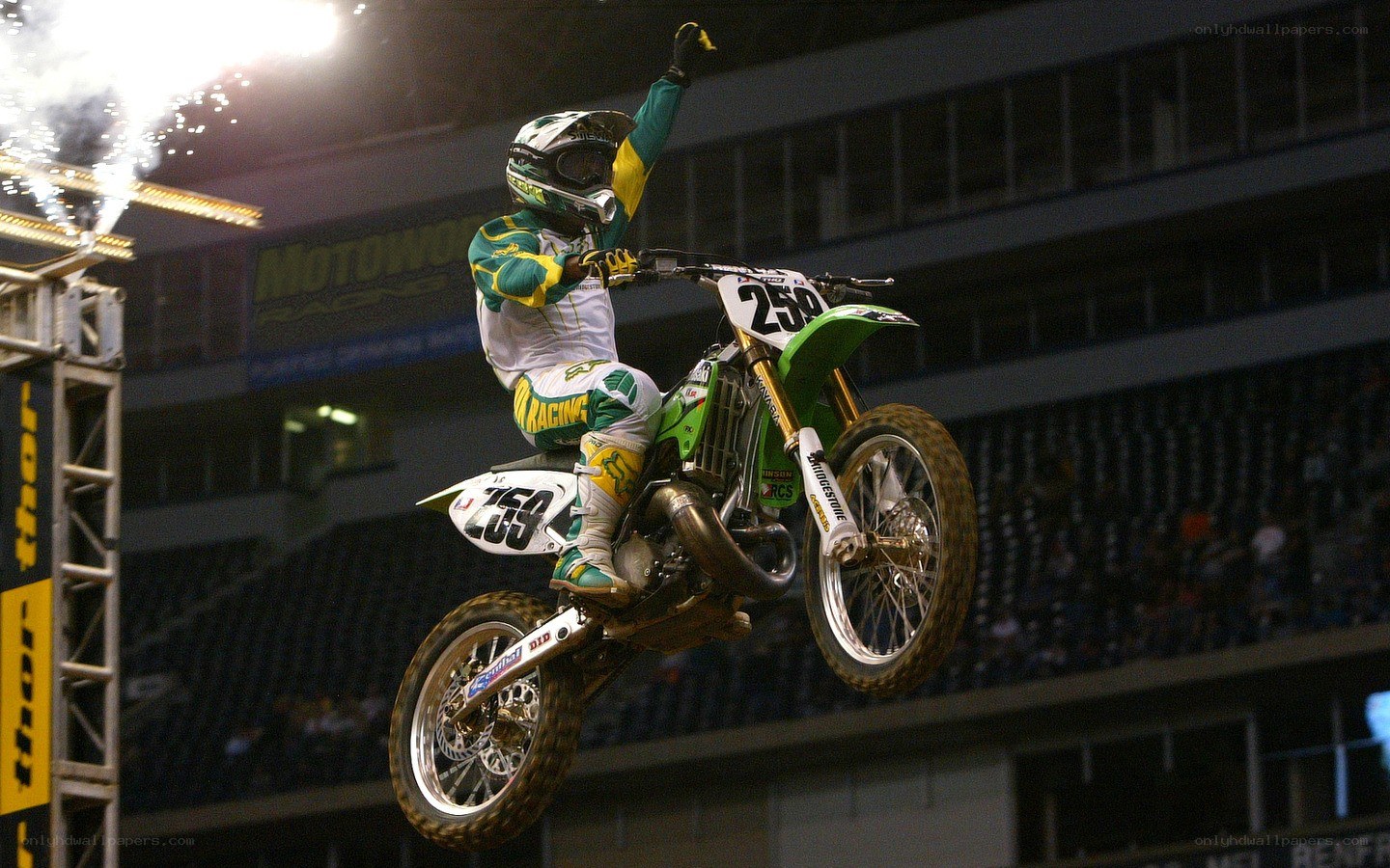 Motocross rider celebrating victory