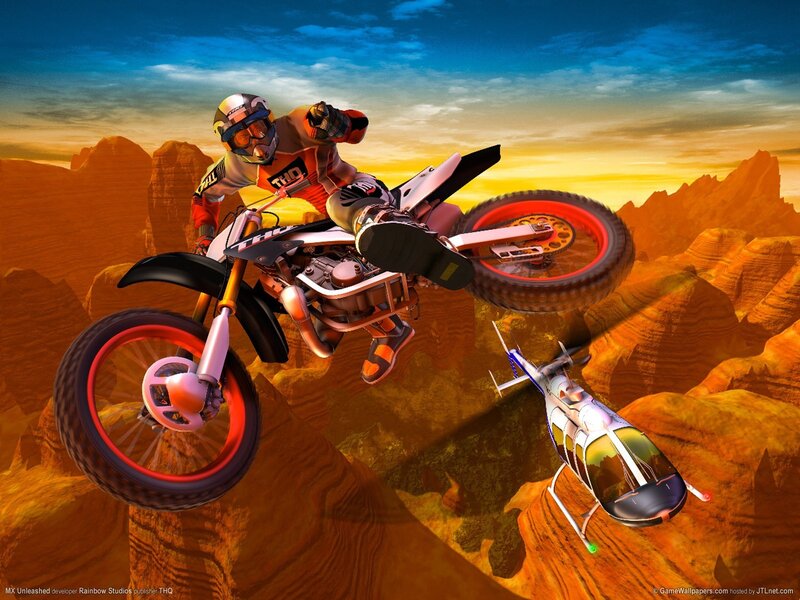 Motocross rider in canyon