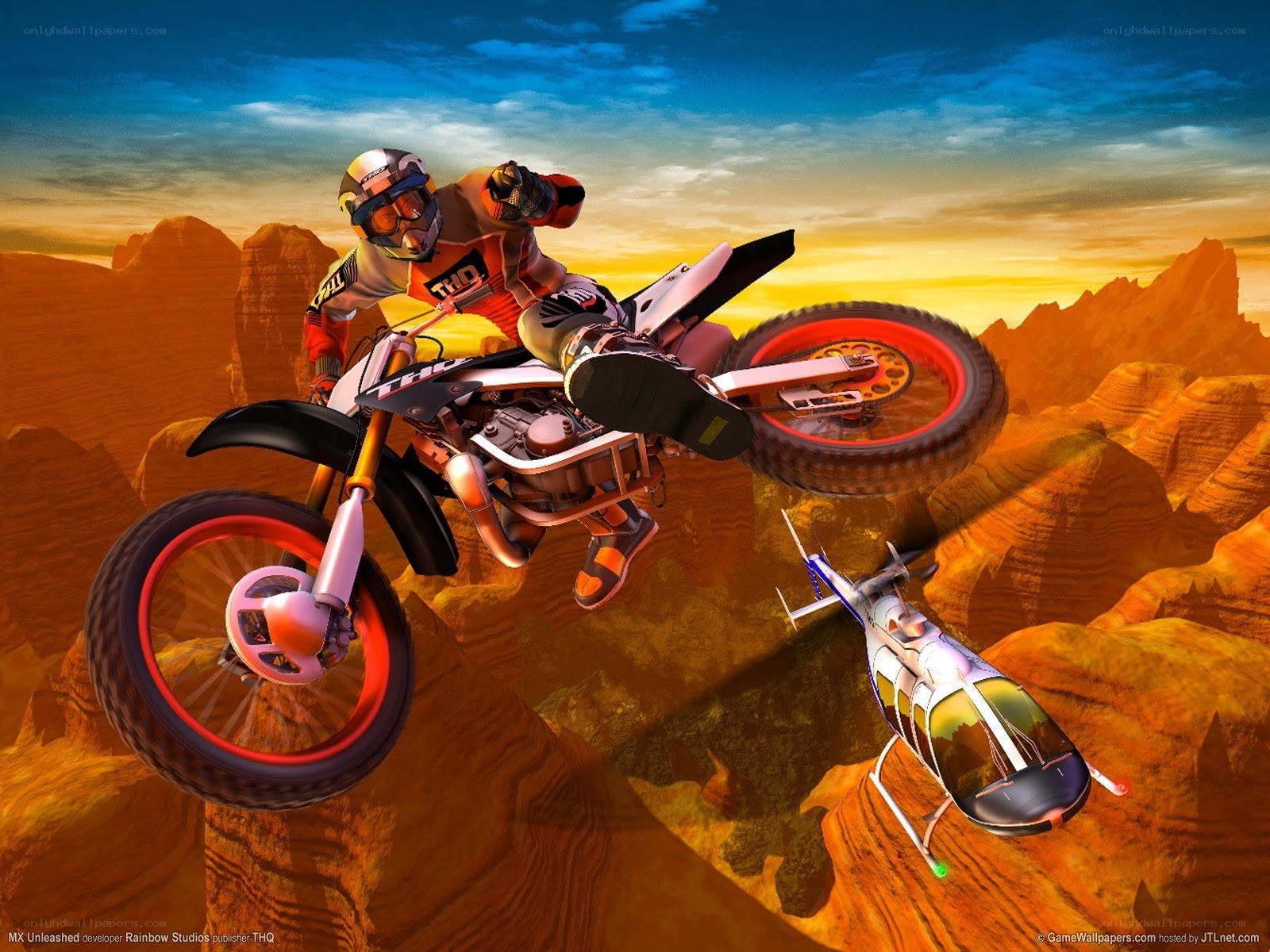 Motocross rider in canyon