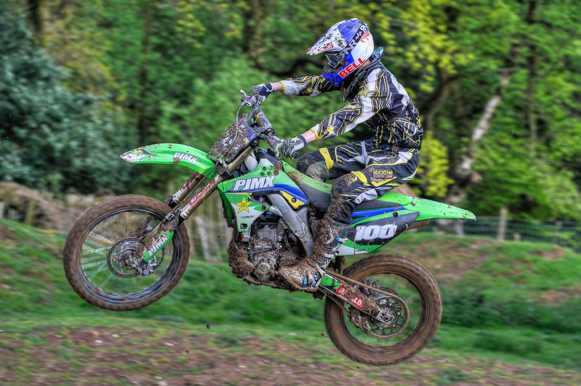 Motocross rider in mid-air