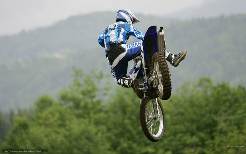 Motocross Rider in Mid-air — Blue, Dynamic, Photograph, Motorcycle