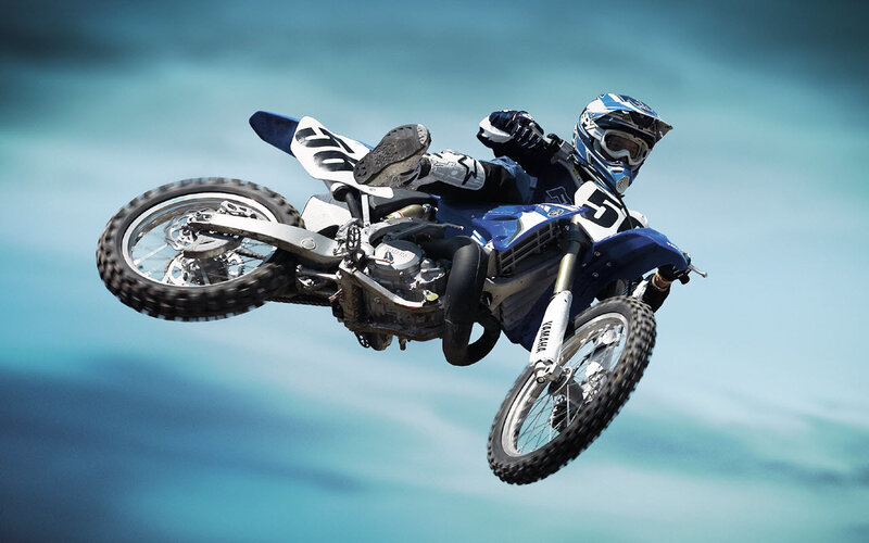 Motocross Rider in Mid-air — Blue, Dynamic